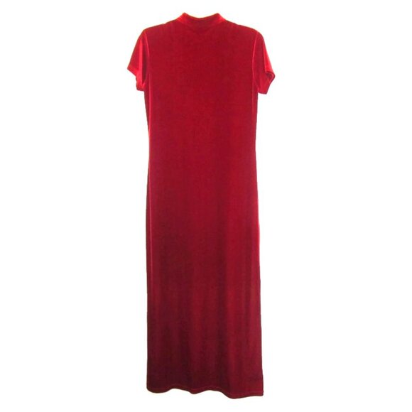 1990s vintage red velvet asian dress size medium - Picture 4 of 6